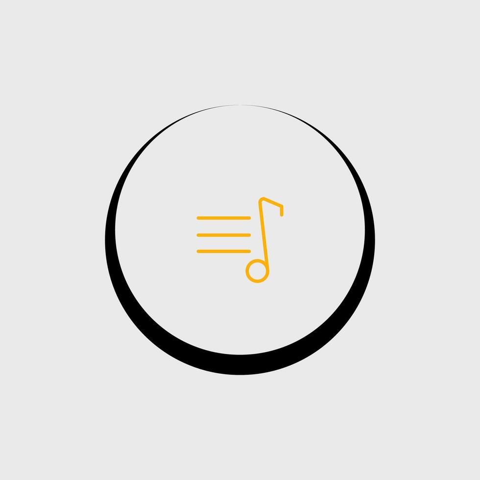 A music note icon in a circle on a gray background vector