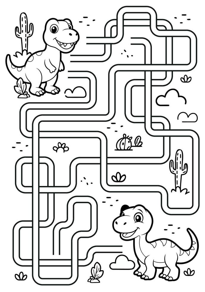 A coloring page with a maze for kids vector