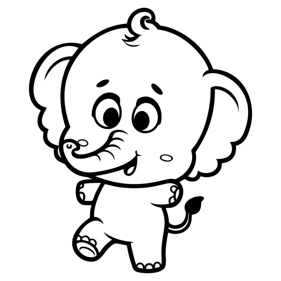 An elephant coloring page for kids vector
