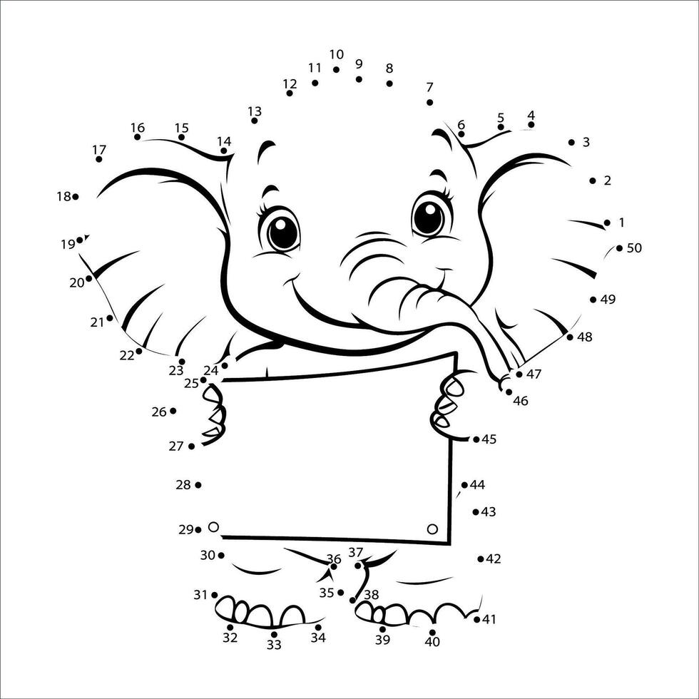 Connect the dots to draw an elephant vector