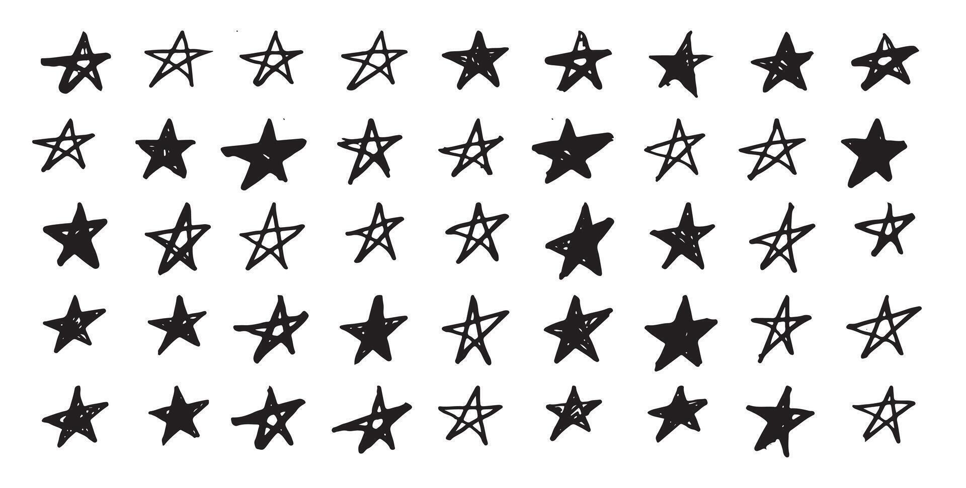 Stars set on white. Hand drawn doodle illustrations vector