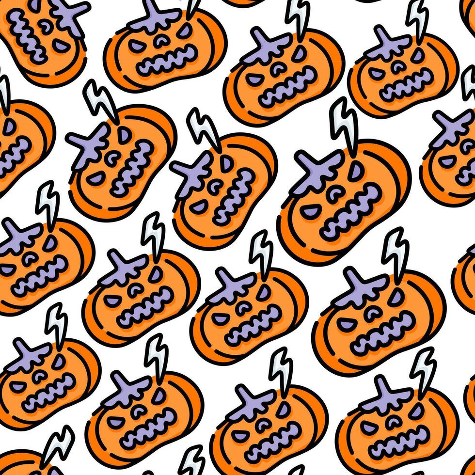 angry pumpkin seamless halloween pattern vector