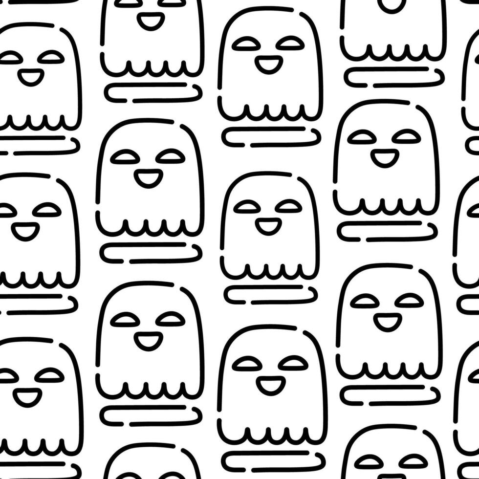 cute ghost seamless halloween pattern in lines vector