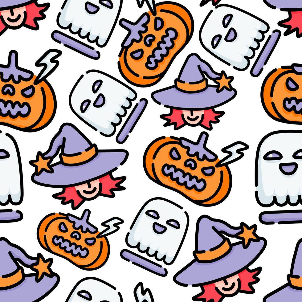 seamless halloween pattern with monsters vector