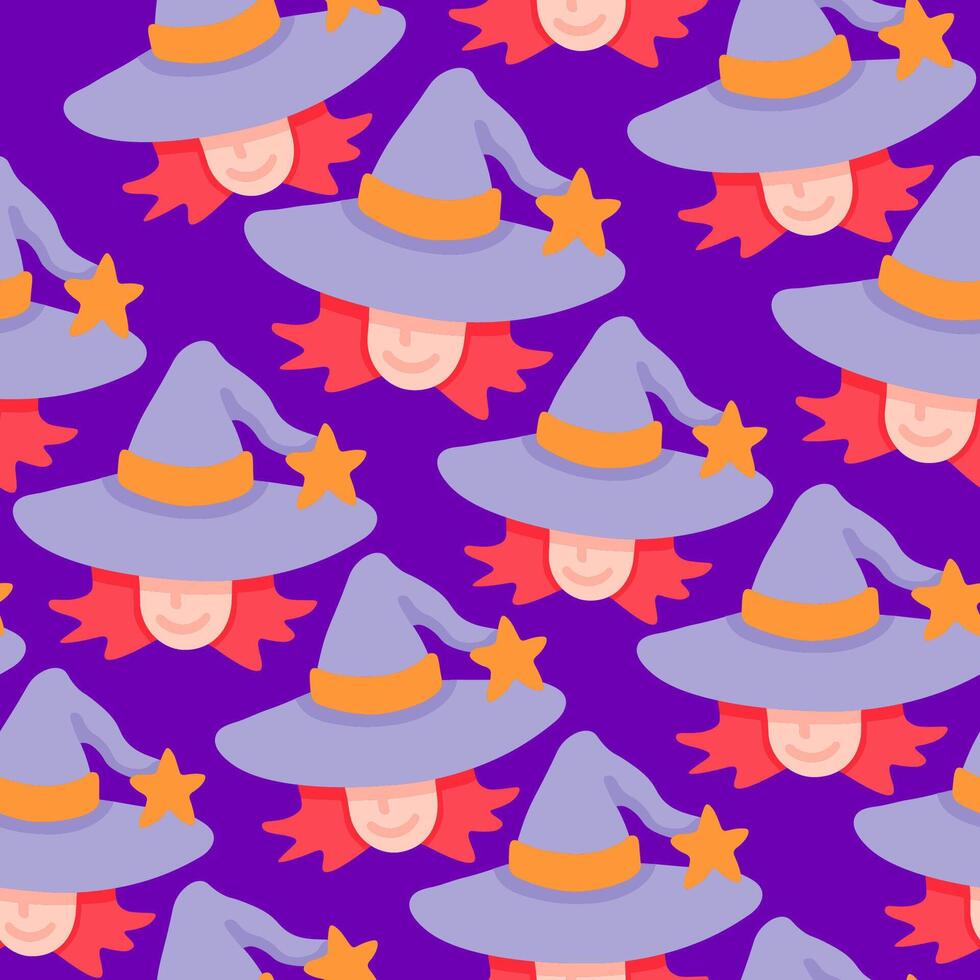 witch in hat shape seamless halloween pattern vector
