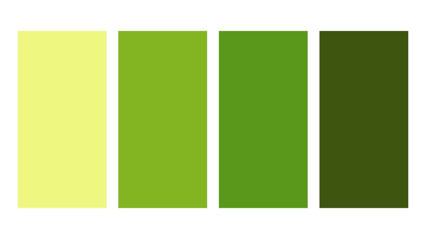 Olive green, lime green, yellow green, green color palette. Set of bright color palette combination in rgb hex. Color palette for ui ux design. Abstract illustration for your graphic design, banner vector