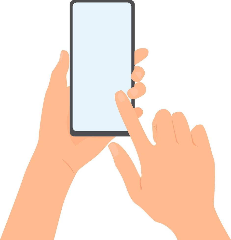 Two hands holding smartphone. vector