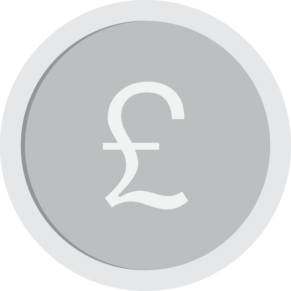 Silver coin with pound sign. vector
