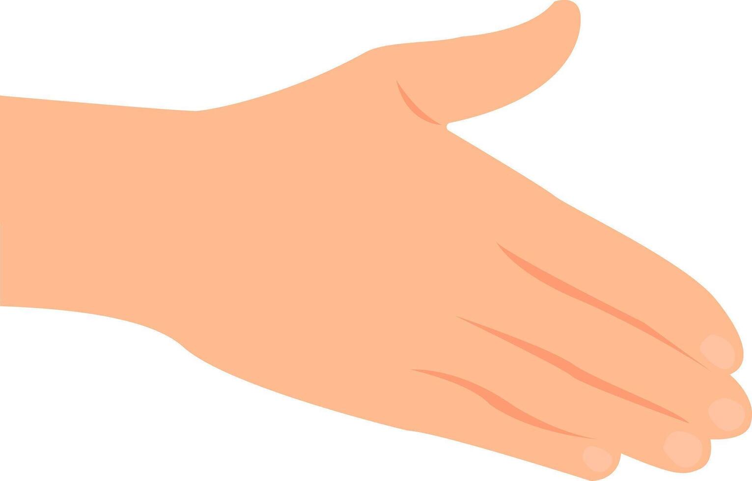 Outstretched hand with open palm ready for handshake. vector