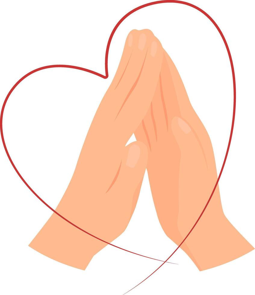 Heart that connecting two hands. vector