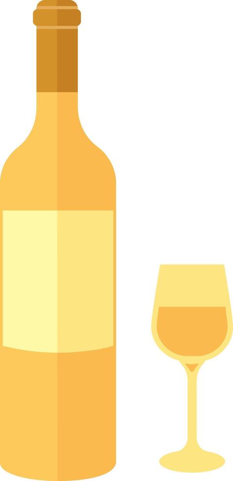 Bottle and glass of white wine. vector