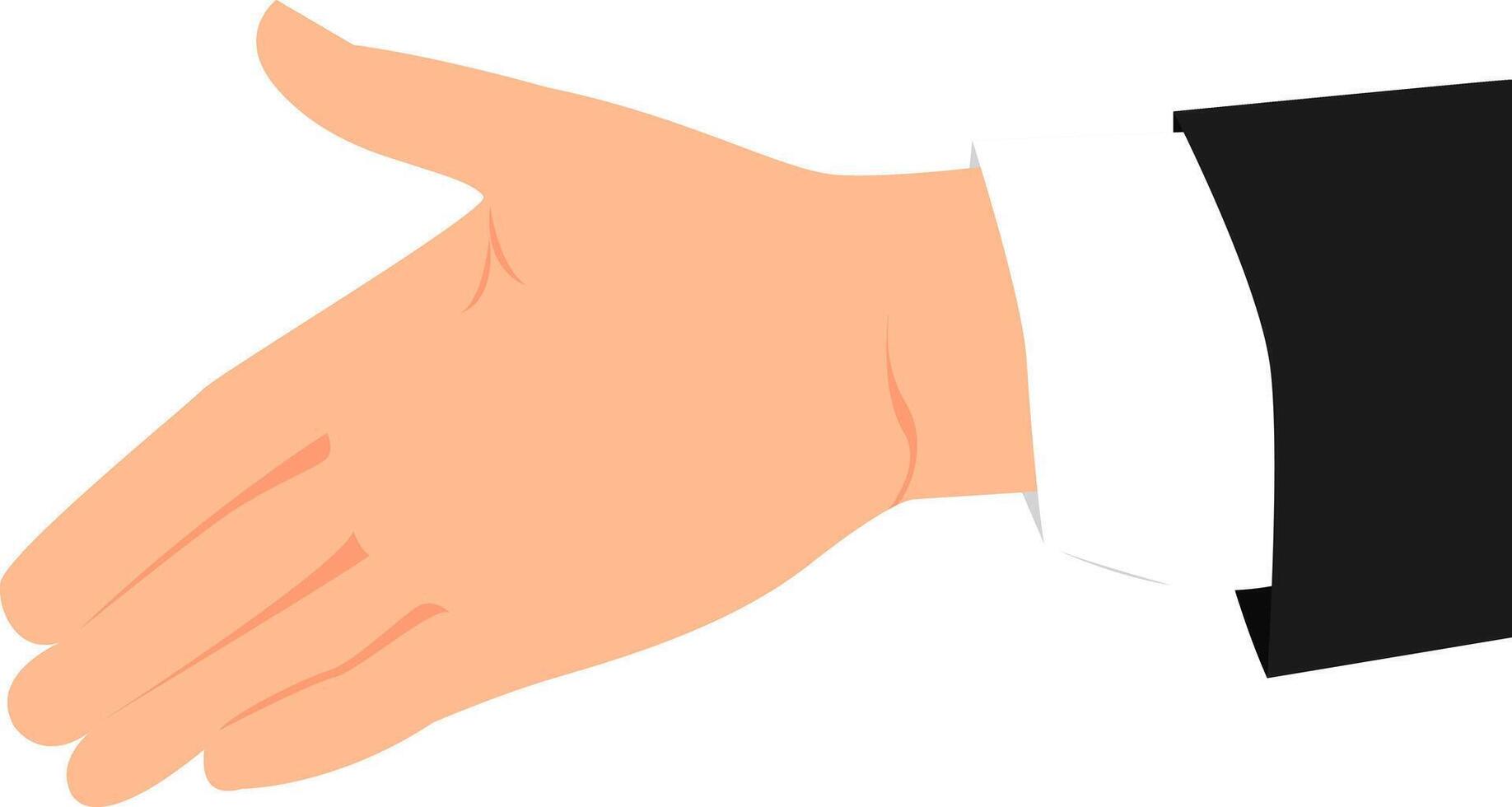 Outstretched hand with open palm in business suit. vector