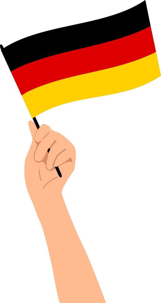 Hand holding the national flag of Germany. vector