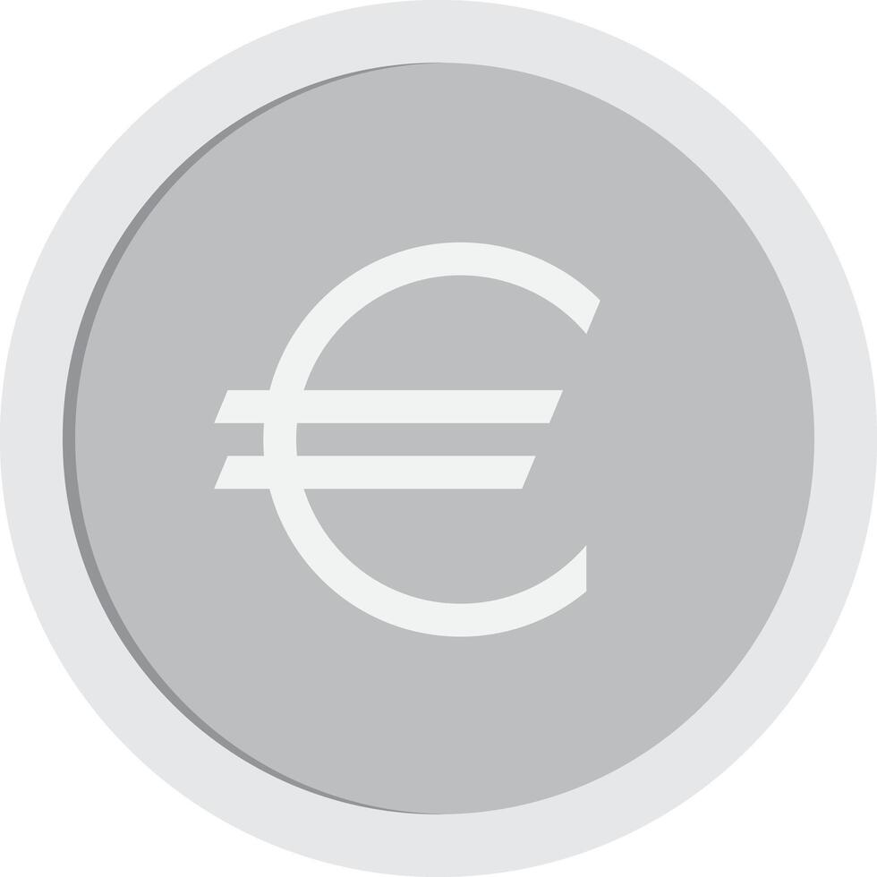 Silver coin with euro sign. vector
