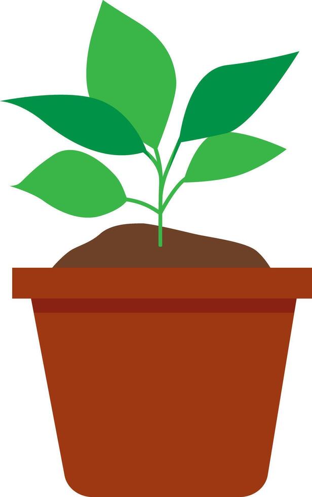 A brown flower pot with green plant. vector