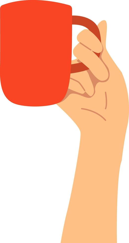 A hand holding red cup. vector