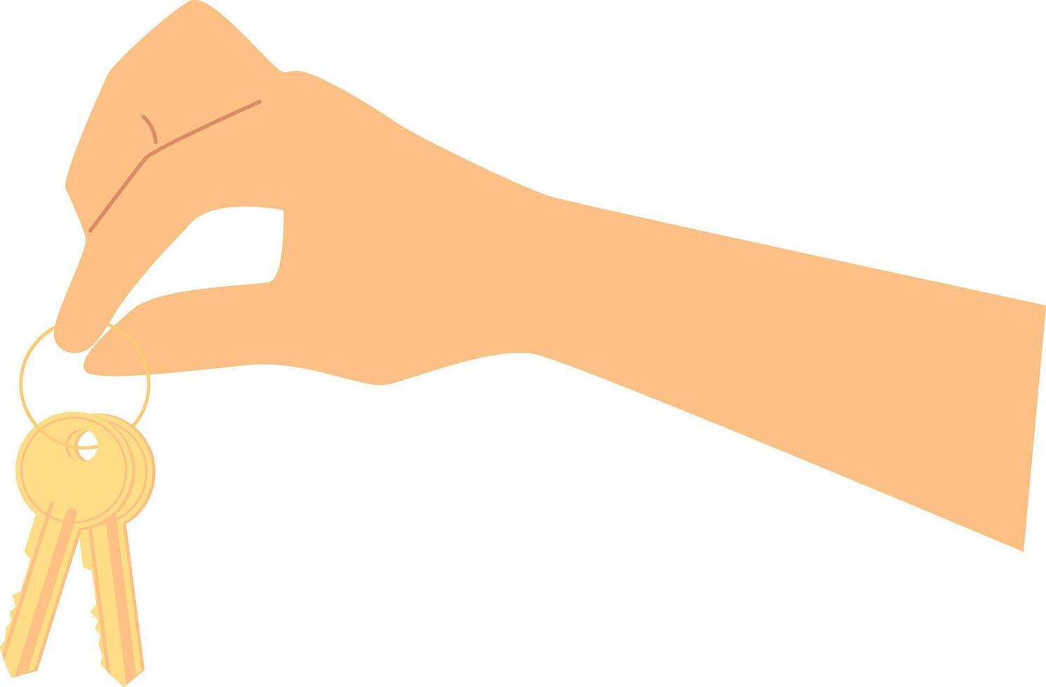 Hand holding two keys in cartoon style. vector