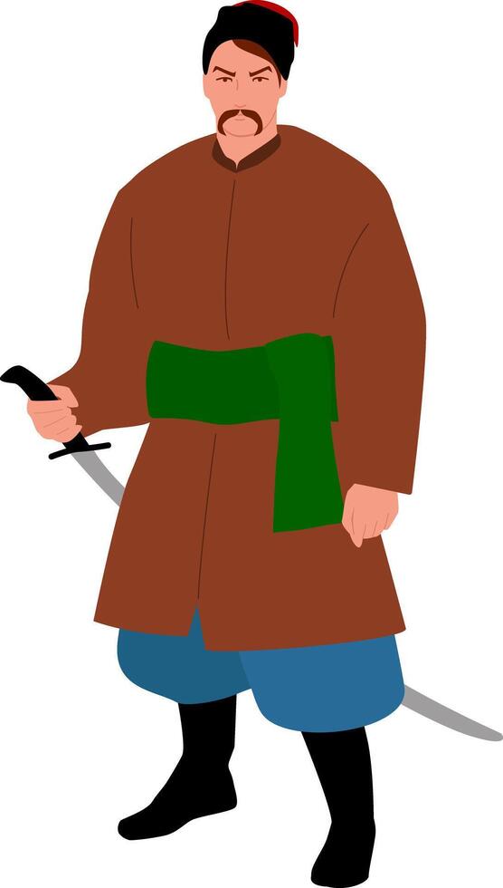 Ukrainian Kozak with a saber. vector