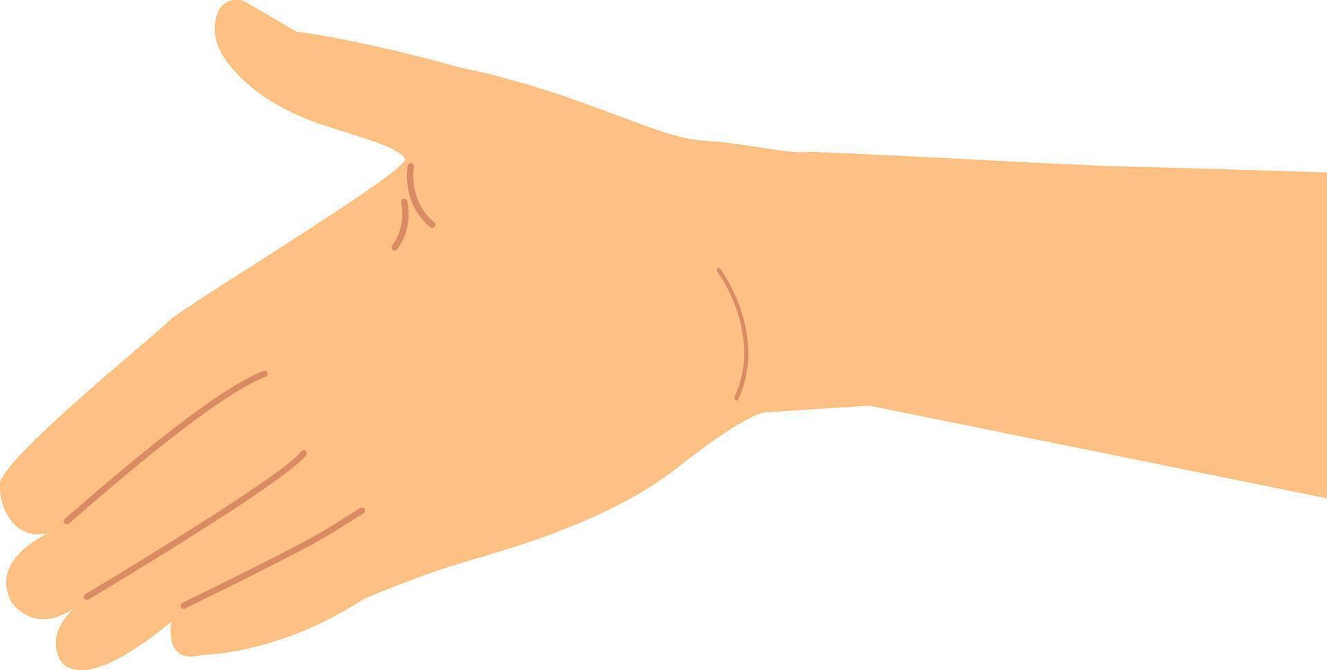Outstretched hand with open palm in cartoon style. vector