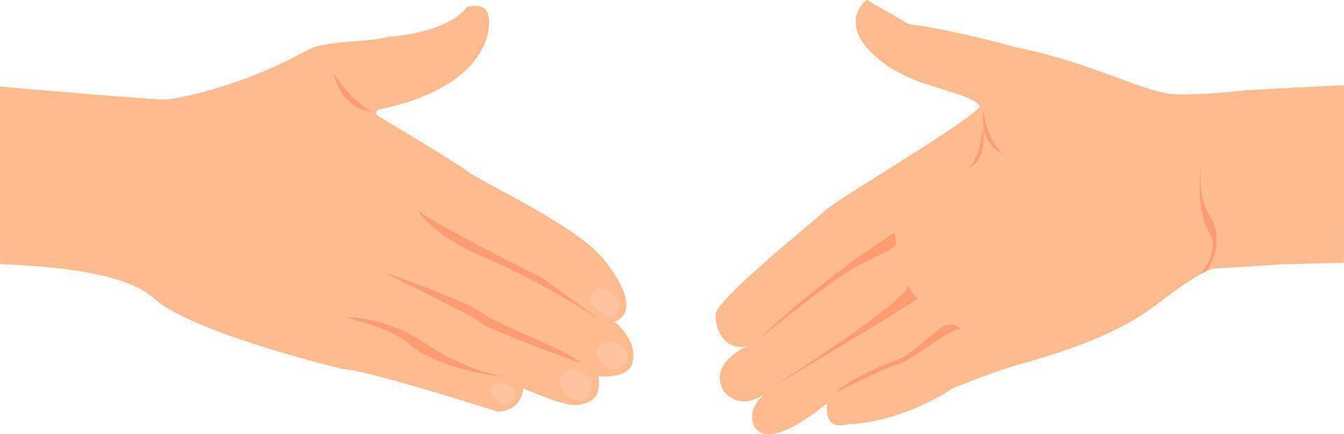 Two hands moving towards each other for a handshake. vector