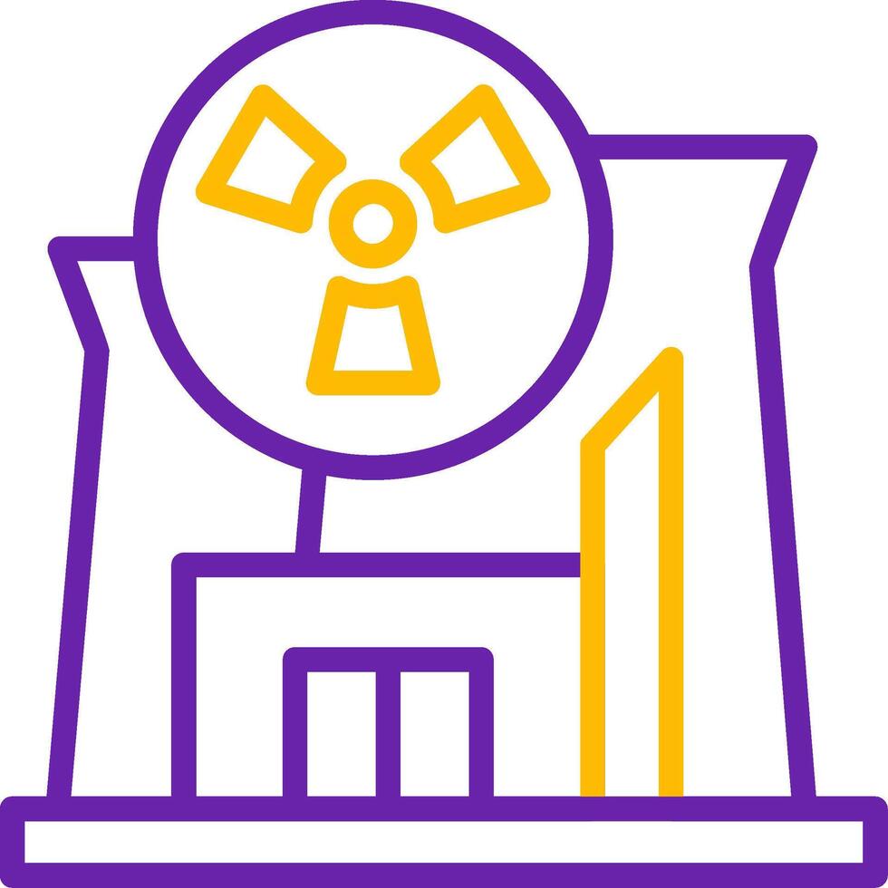 Nuclear Plant Line Two Color Icon vector