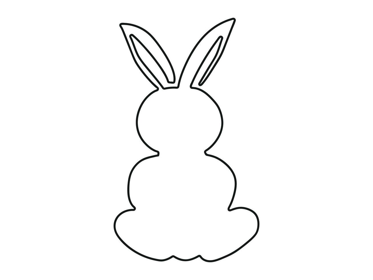 Black Outline of a Toy Rabbit Isolated on White Background. East vector