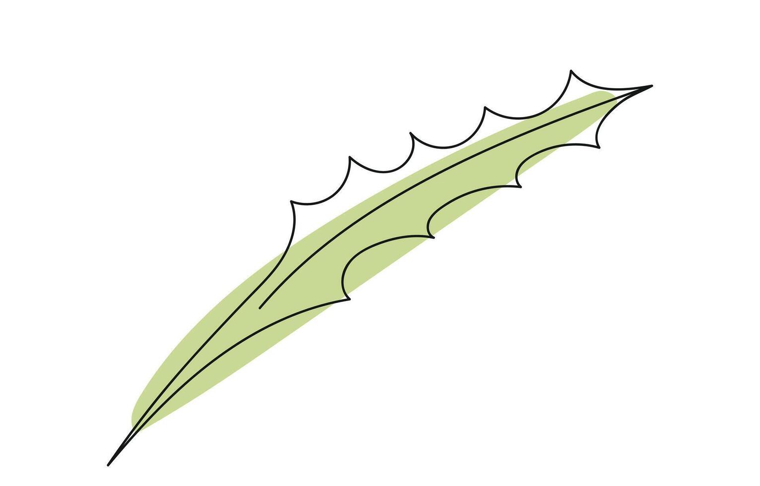 Continuous one line drawing of green leaf isolated on white background. Line art. Concept of nature, ecology, organic shapes, Botanical Art, outline. Dandelion leaf. Design element, print, icon vector
