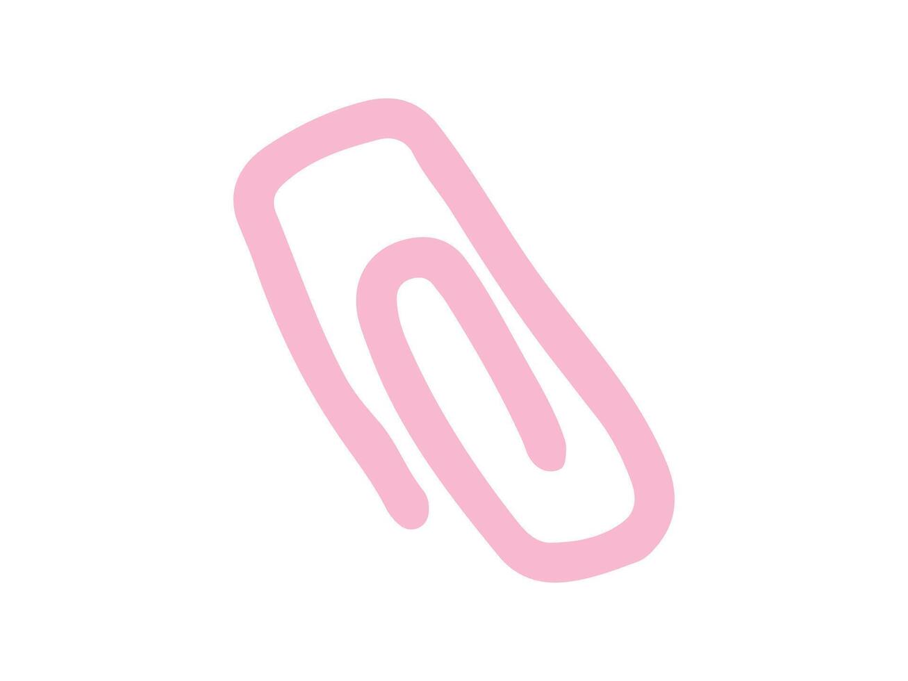 Pink Paperclip Isolated on White Background. Concept of Office Supplies, Minimalist Design, Stationery Essentials, Simple Clip Design for Organization, School items. Print, Icon, Design Element vector