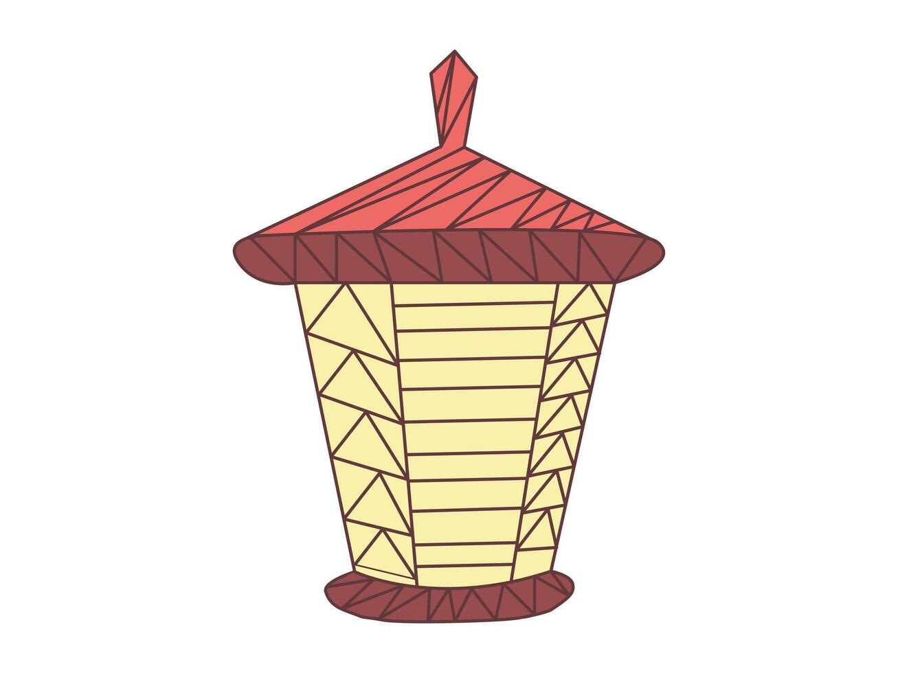 Hand-drawn lantern isolated on a white background. Concept of illumination, decorative lighting, vintage lantern design, street lantern, light, design element vector