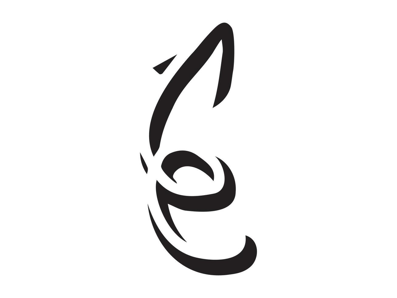 Hand-drawn curved volumetric black arrow isolated on a white background. Concept of direction, navigation, pointers, movement. Design element, symbol, and sign. Doodle style, sketch vector