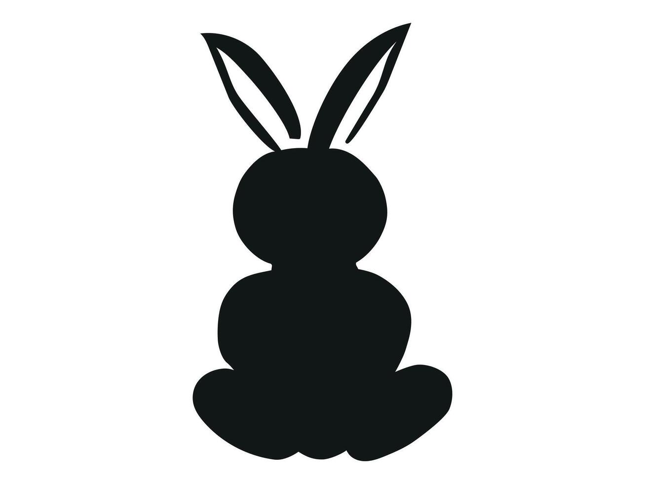 Black Silhouette of a Toy Rabbit Isolated on White Background. E vector