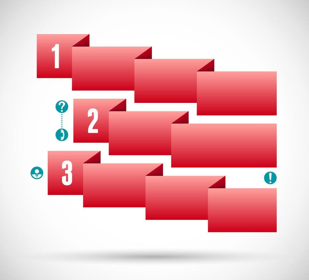 Infographic with red ribbon step chart vector
