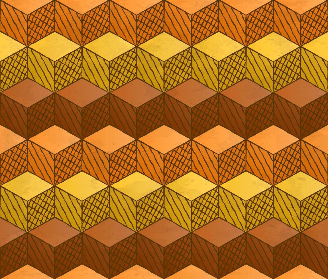 Honey themed cubes seamless pattern vector