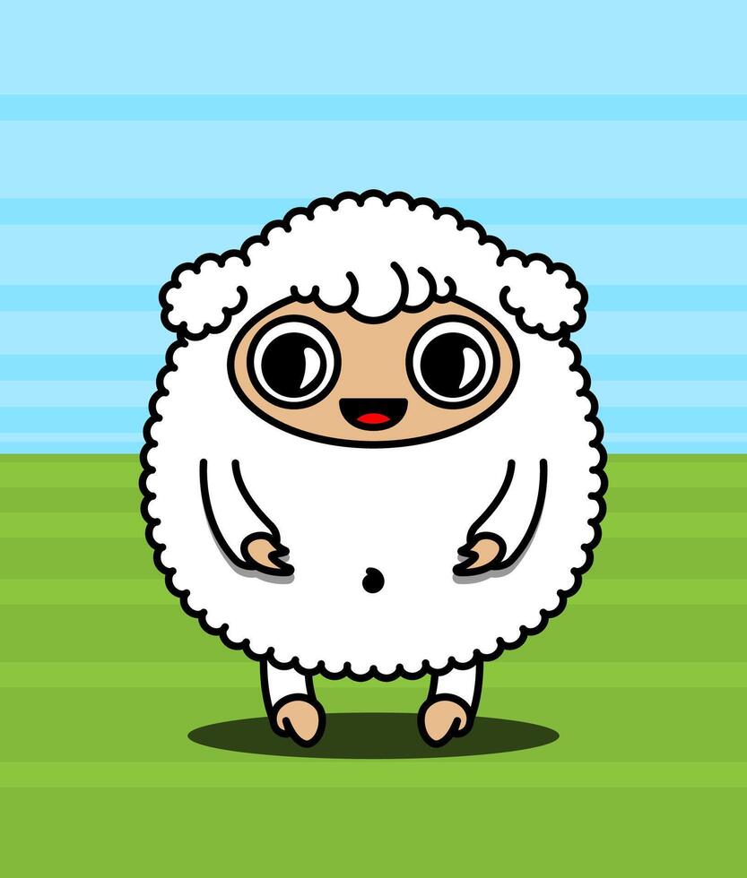 Kawaii sheep character vector