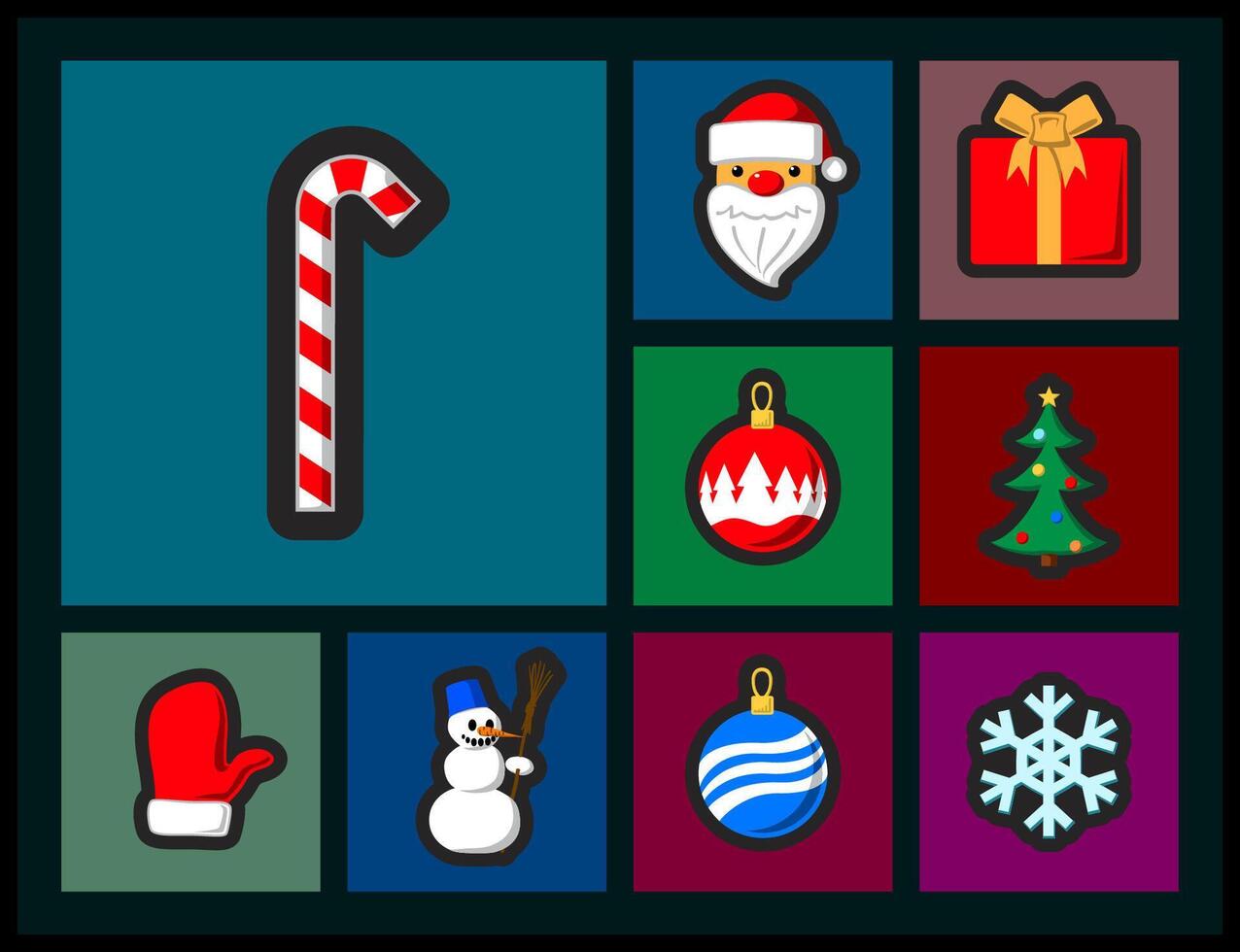 Set of Christmas flat icons vector