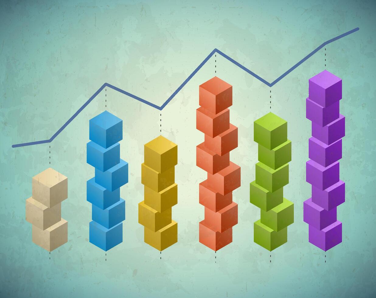 Retro infographic with columns of cubes vector