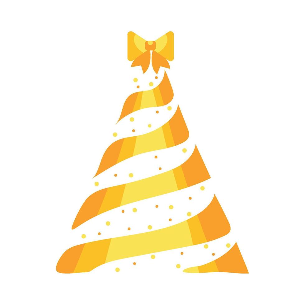 christmas golden tree with bow isolated illustration vector