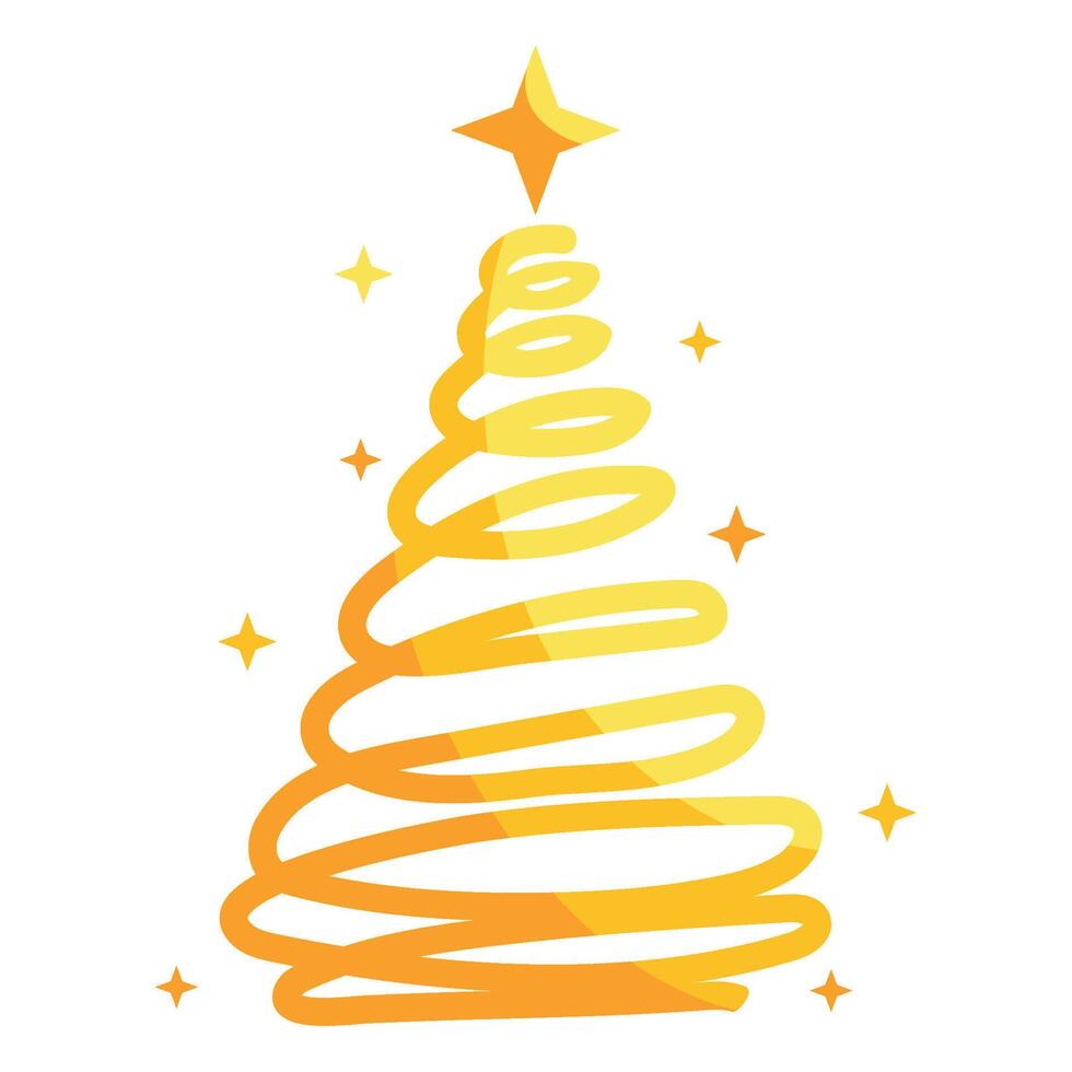 christmas golden tree bright isolated illustration vector