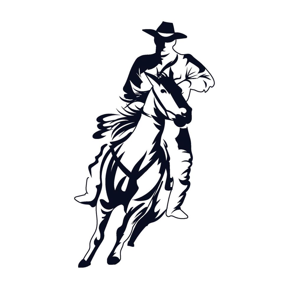 cowboy hand draw and horse isolated icon vector
