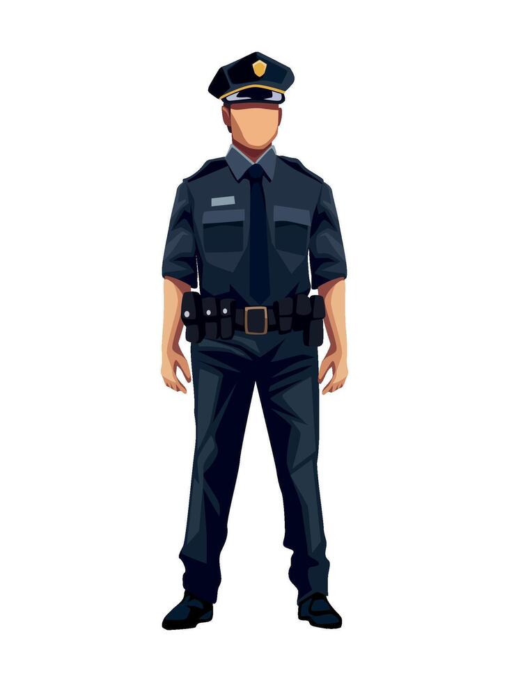 police standing front view illustration isolated vector