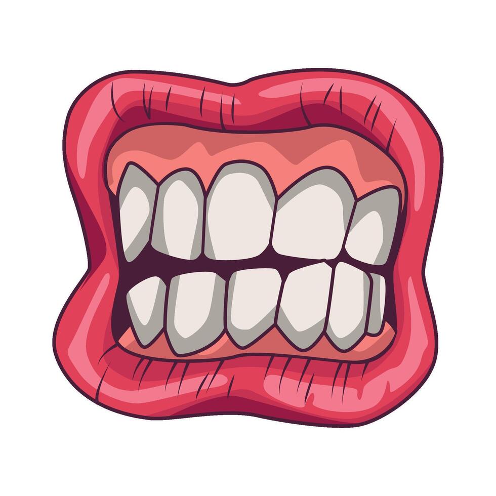 mouth pop art and teeth isolated icon vector