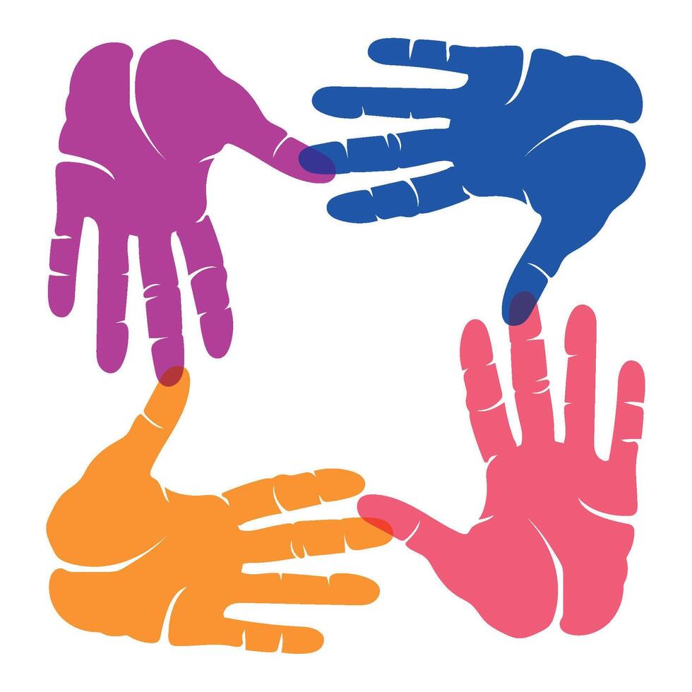 handprint paint color friendship isolated icon vector