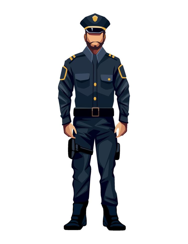 police standing character illustration isolated vector