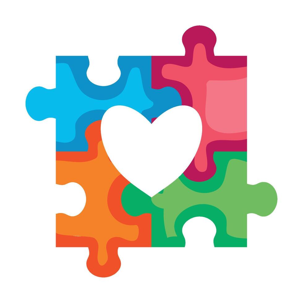 autism colored puzzles illustration isolated vector