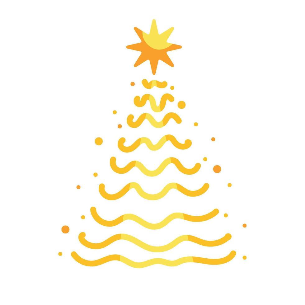 christmas golden tree shiny isolated illustration vector
