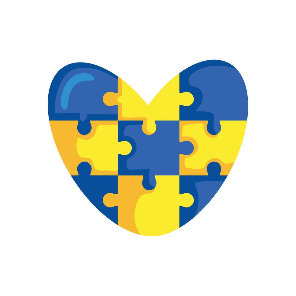 down syndrome puzzles heart isolated vector