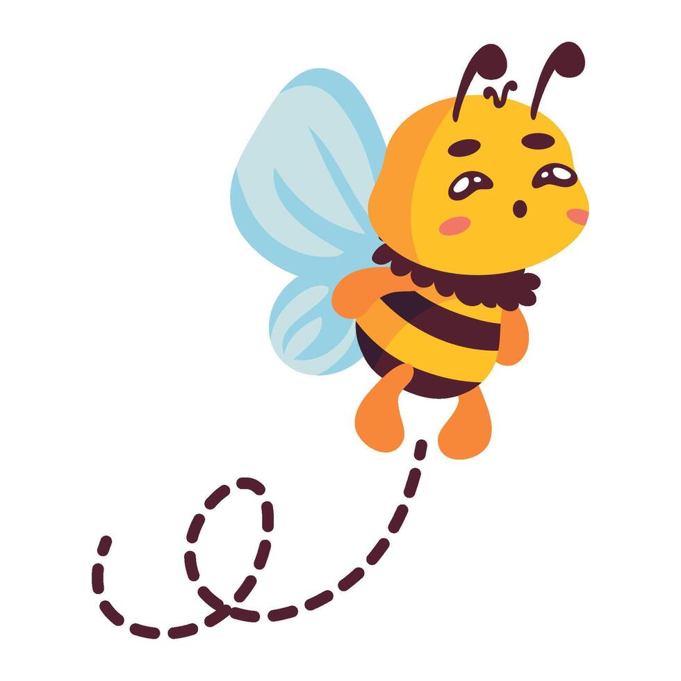 cute bee flying illustration isolated vector