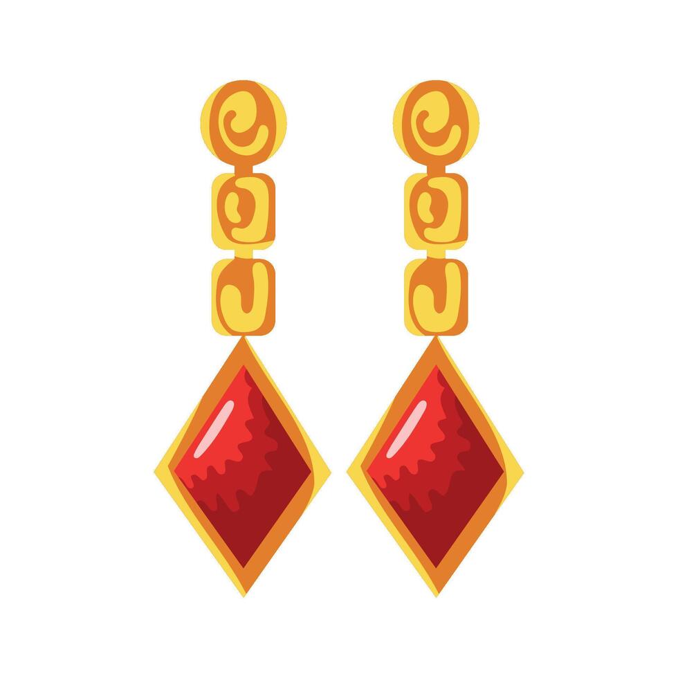 earrings with gemstones illustration isolated vector