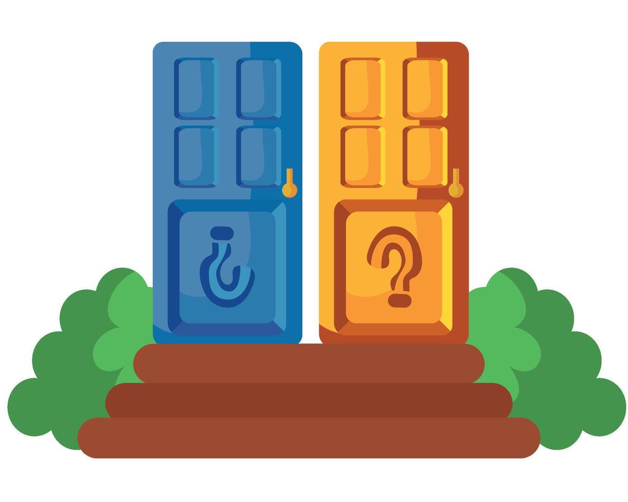 door choice challenge isolated illustration vector