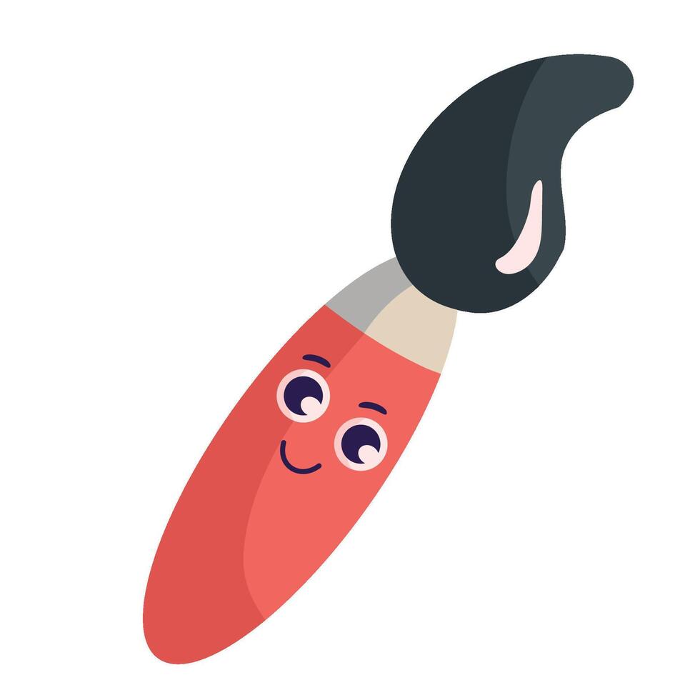 kawaii supply school paintbrush icon isolated vector